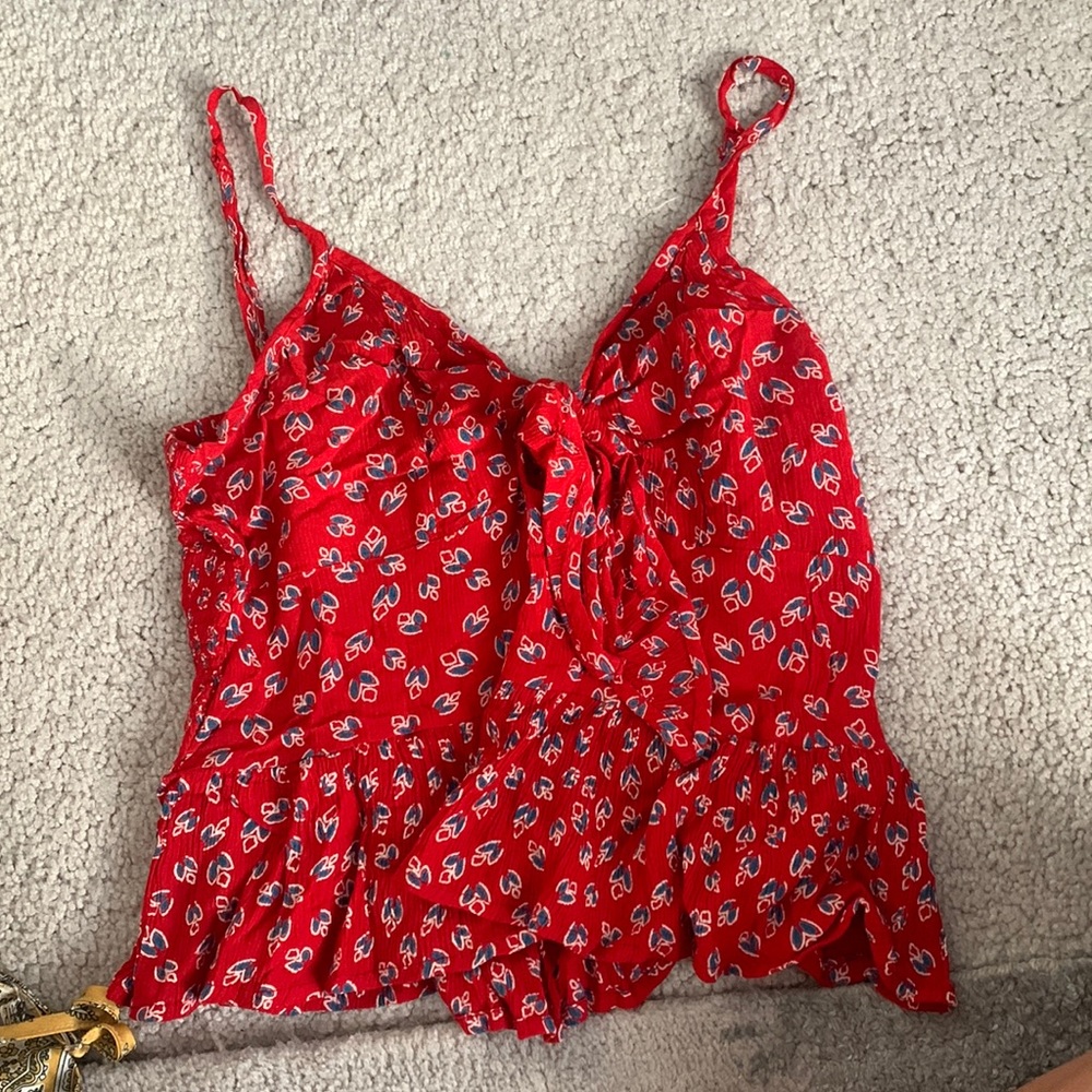 NORDSTROM FLORAL TIE TOP